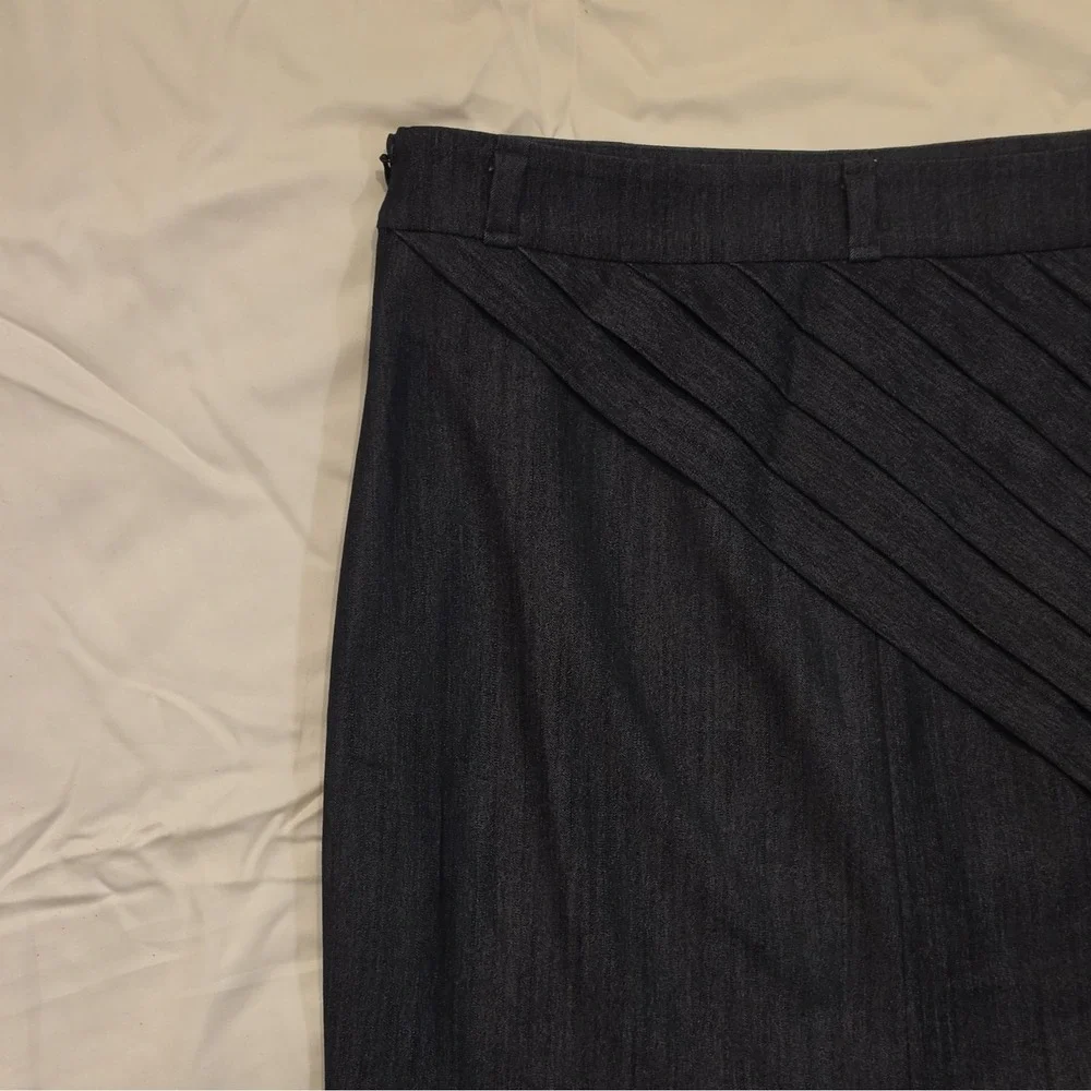 Calvin Klein Women's Blue Solid Denim Pencil Skirt Size 6 Knee Length Zip #108